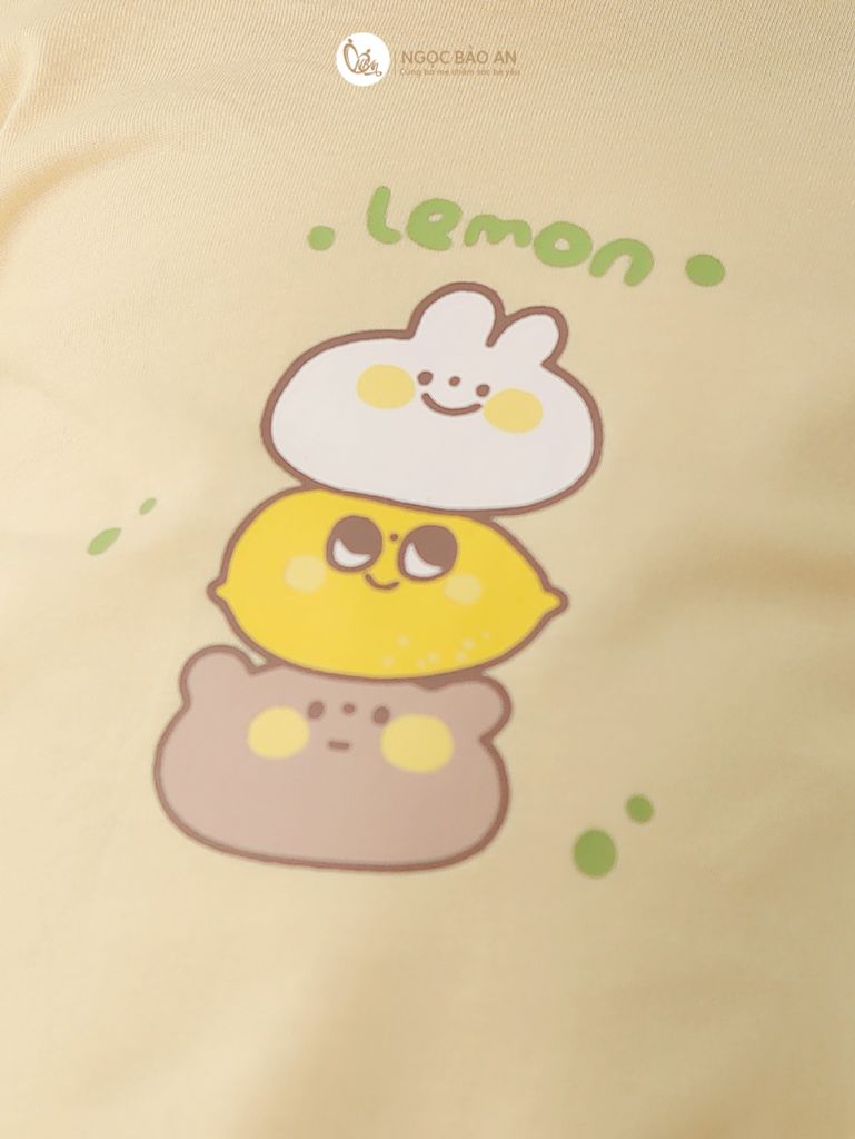 [NGỌC BẢO AN KIDS] Bộ quần áo lửng bé gái hoạ tiết gấu lemon vàng
