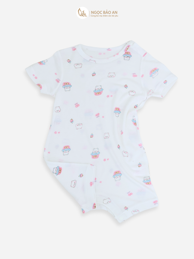 [HONEY] Bộ body đùi tay ngắn sơ sinh chất vải rayon mềm mại cho bé gái