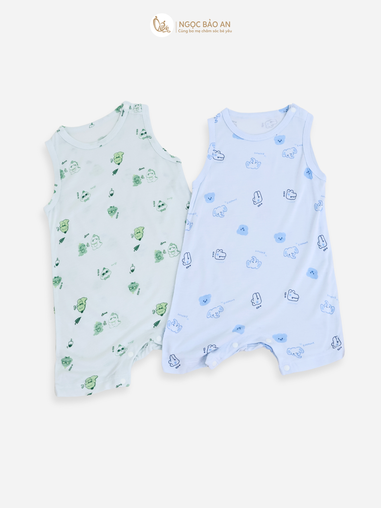 [M&B] Bộ body đùi sát nách sơ sinh chất vải rayon bé trai
