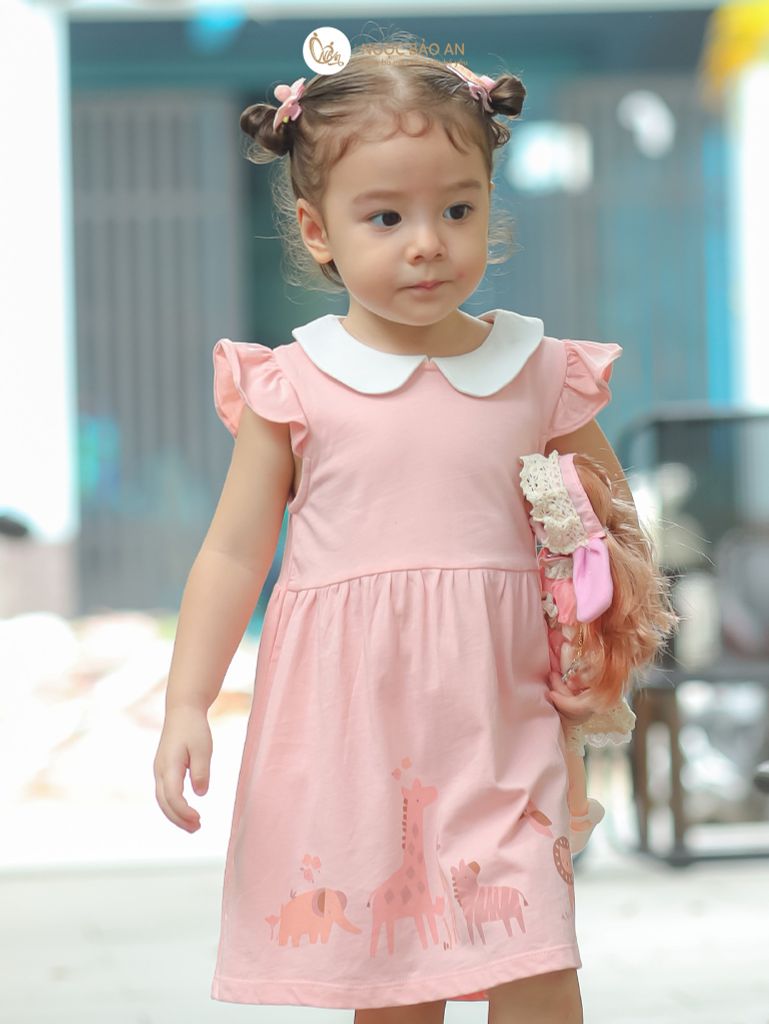 [NGỌC BẢO AN KIDS] Đầm cánh tiên bé gái hoạ in hình hưu voi