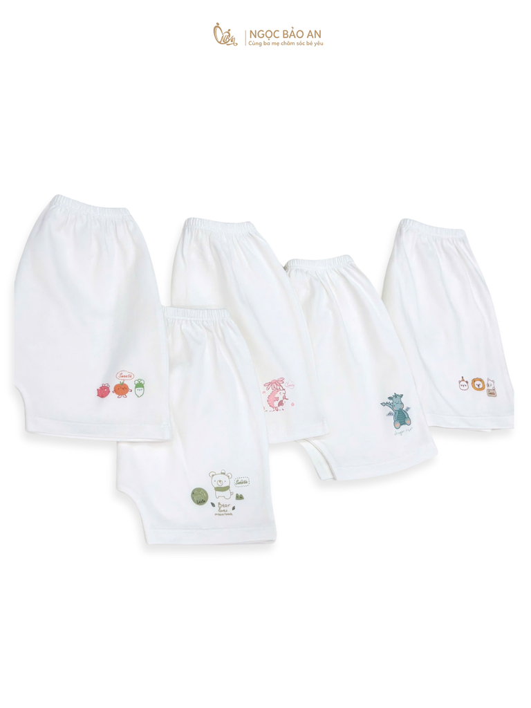 [M&B] Set 5 quần trắng in hình chất vải cotton