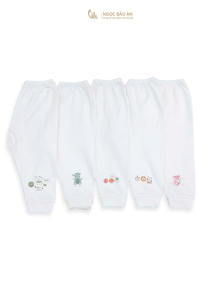 [M&B] Set 5 quần trắng in hình chất vải cotton