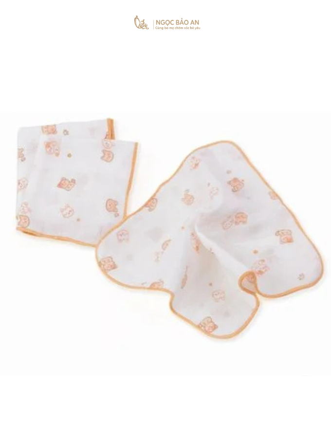 [M&B] Combo 5 khăn gạc xô 4 lớp in hình mèo vàng sweetie