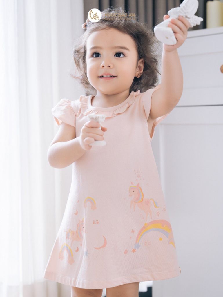 [NGỌC BẢO AN KIDS] Đầm cánh tiên bé gái hoạ in hình unicorn