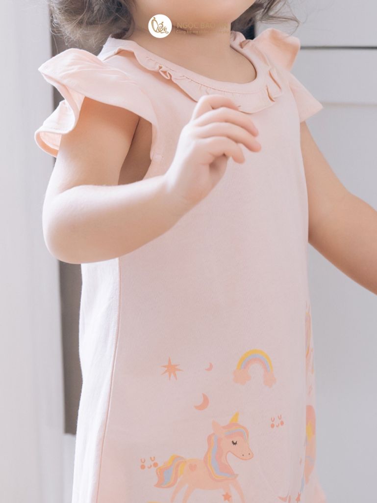 [NGỌC BẢO AN KIDS] Đầm cánh tiên bé gái hoạ in hình unicorn