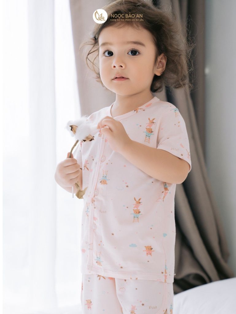 [M&B] Bộ quần áo cài giữa tay ngắn chất vải rayon thoáng mát
