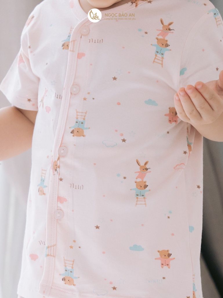 [M&B] Bộ quần áo cài giữa tay ngắn chất vải rayon thoáng mát