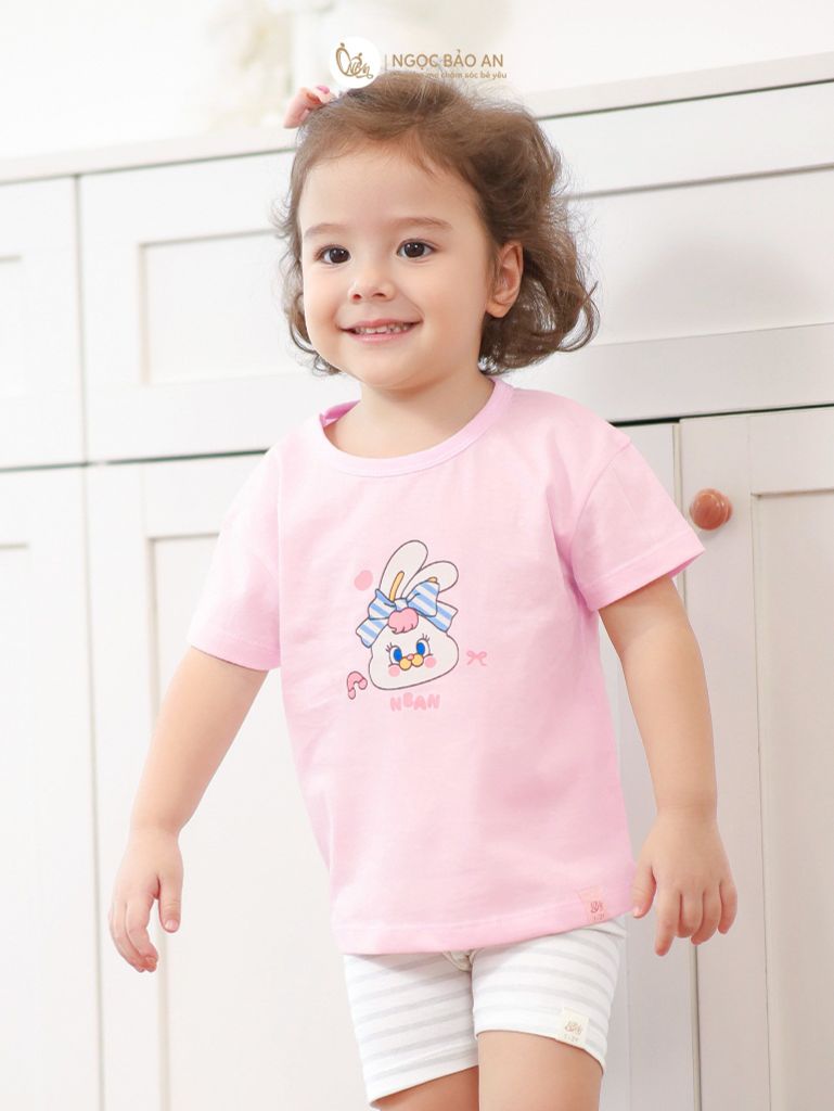 [NGỌC BẢO AN KIDS] Bộ quần áo lửng bé gái hoạ tiết thỏ đáng yêu