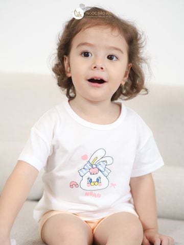 [NGỌC BẢO AN KIDS] Bộ quần áo lửng bé gái hoạ tiết thỏ đáng yêu