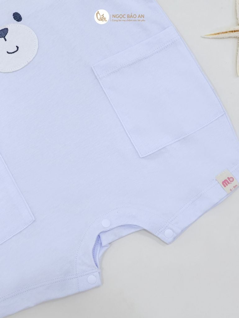 [M&B] BST Gấu: Bộ bodysuit tay ngắn gấu xanh