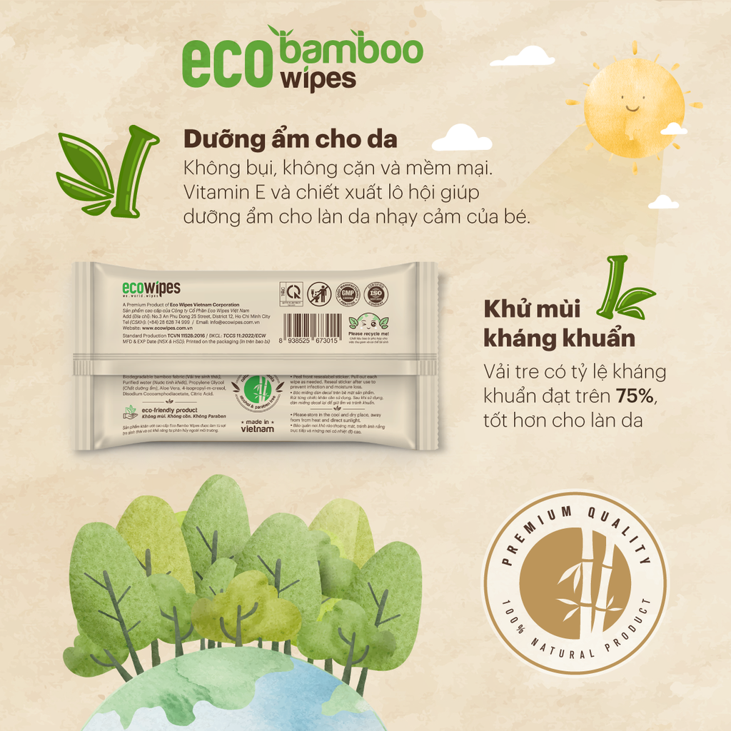 Khăn ướt vải sợi tre Eco Bamboo