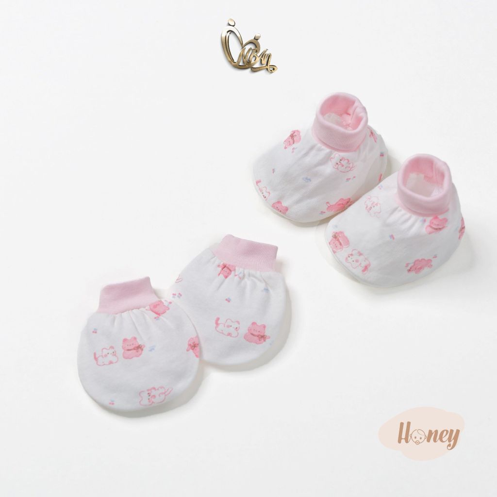 [HONEY] Set 5 bộ bao tay chân thun cotton cho bé gái