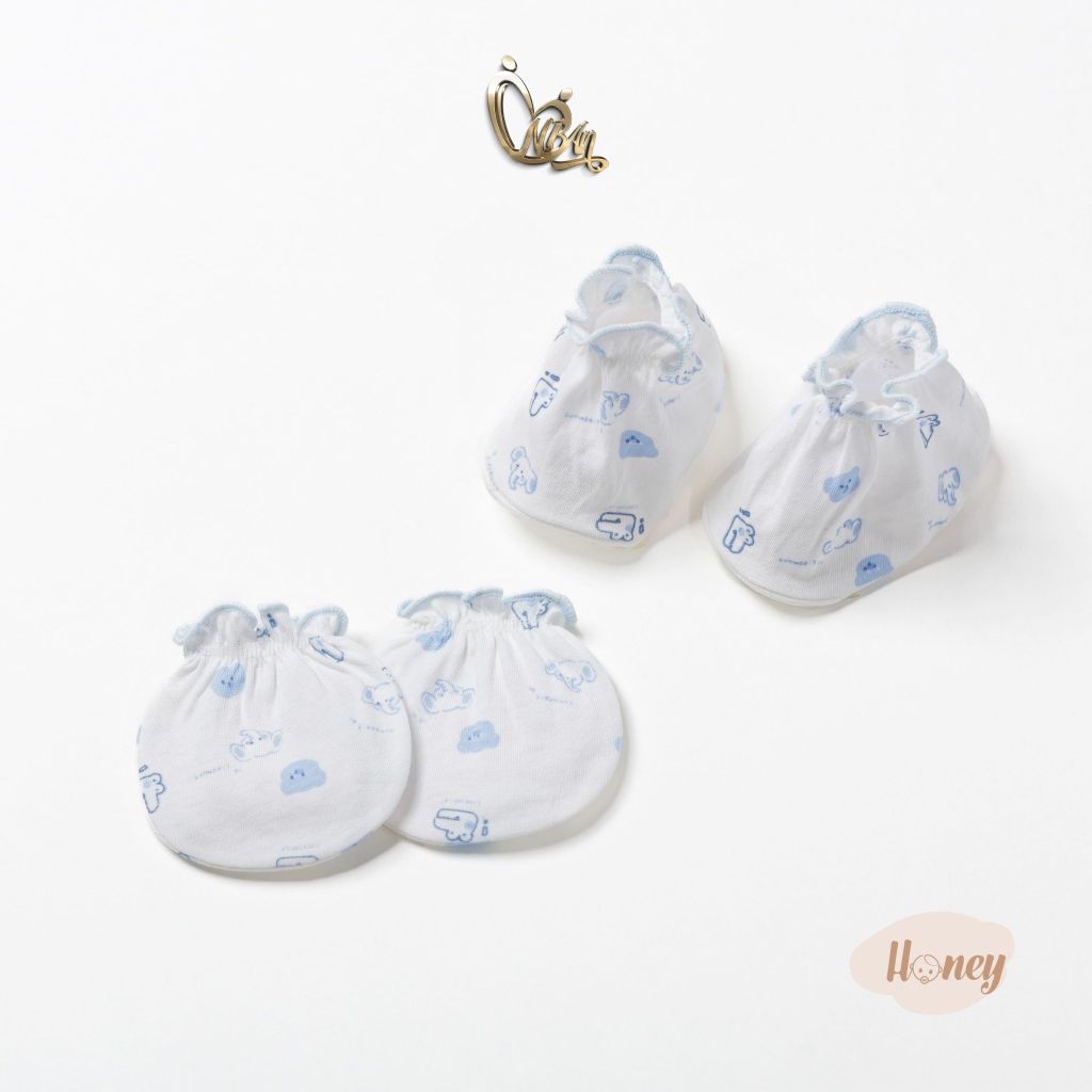 [HONEY] Set 5 bộ bao tay chân bo cotton cho bé gái