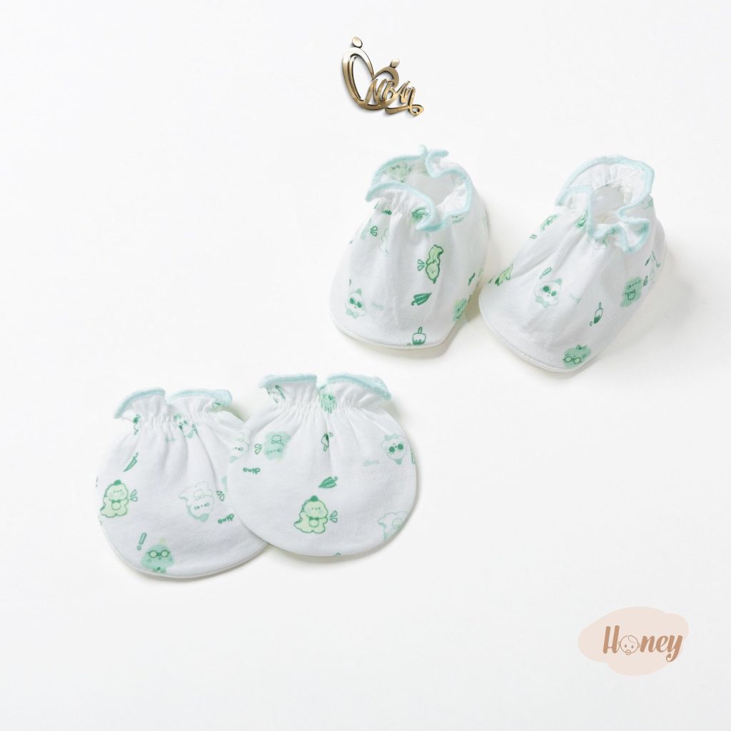 [HONEY] Set 5 bộ bao tay chân bo cotton cho bé gái