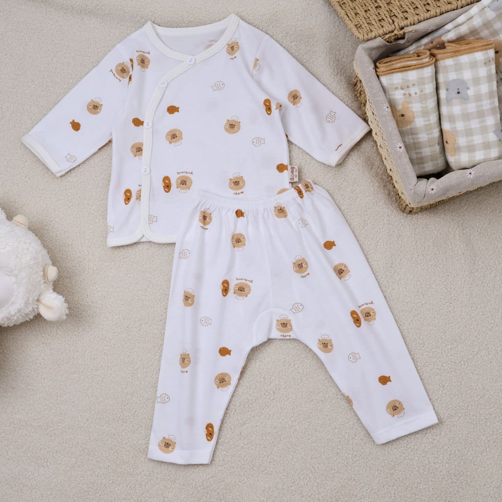 [HONEY] Bộ quần áo sơ sinh cotton thoáng mát