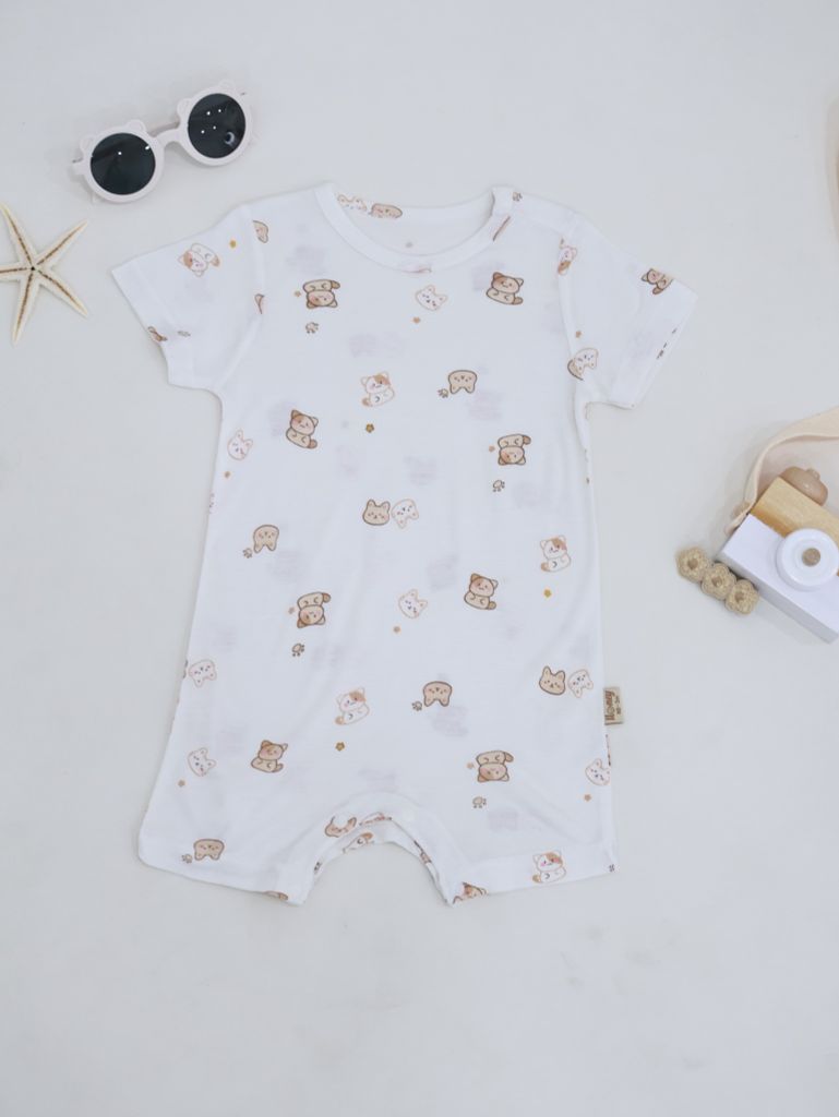 [HONEY] Bộ body đùi tay ngắn sơ sinh chất vải rayon mềm mại cho bé gái
