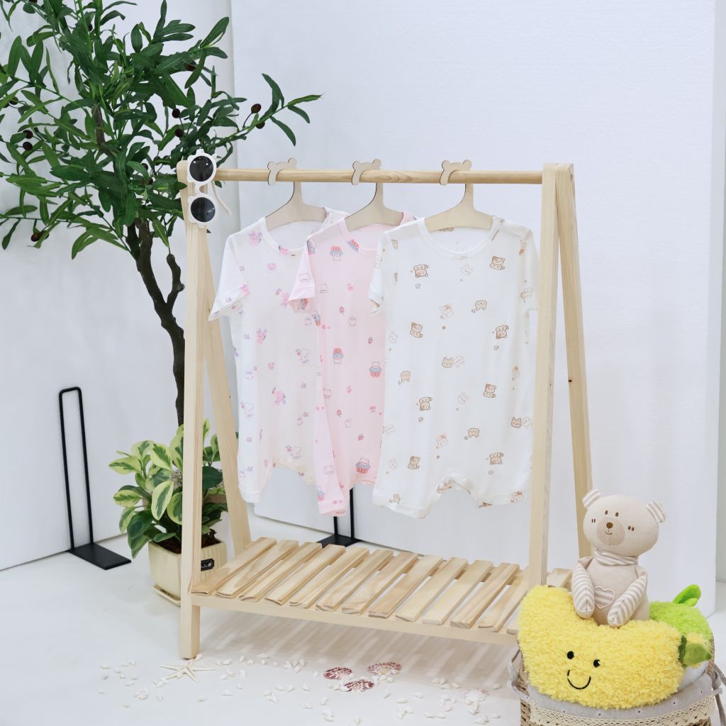 [HONEY] Bộ body đùi tay ngắn sơ sinh chất vải rayon mềm mại cho bé gái