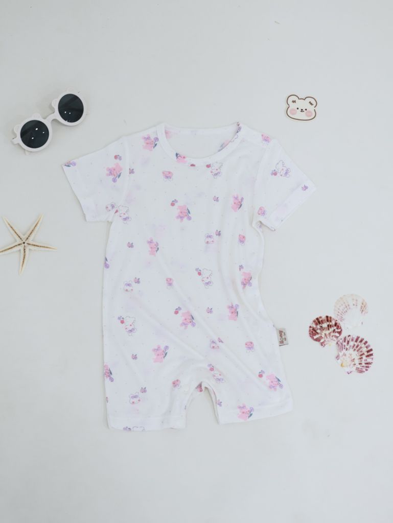 [HONEY] Bộ body đùi tay ngắn sơ sinh chất vải rayon mềm mại cho bé gái