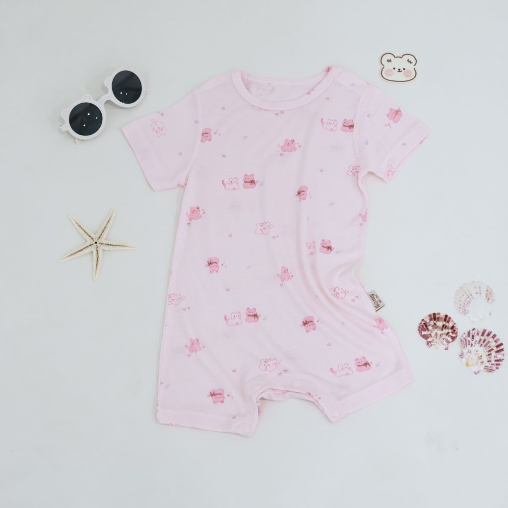 [HONEY] Bộ body đùi tay ngắn sơ sinh chất vải rayon mềm mại cho bé gái