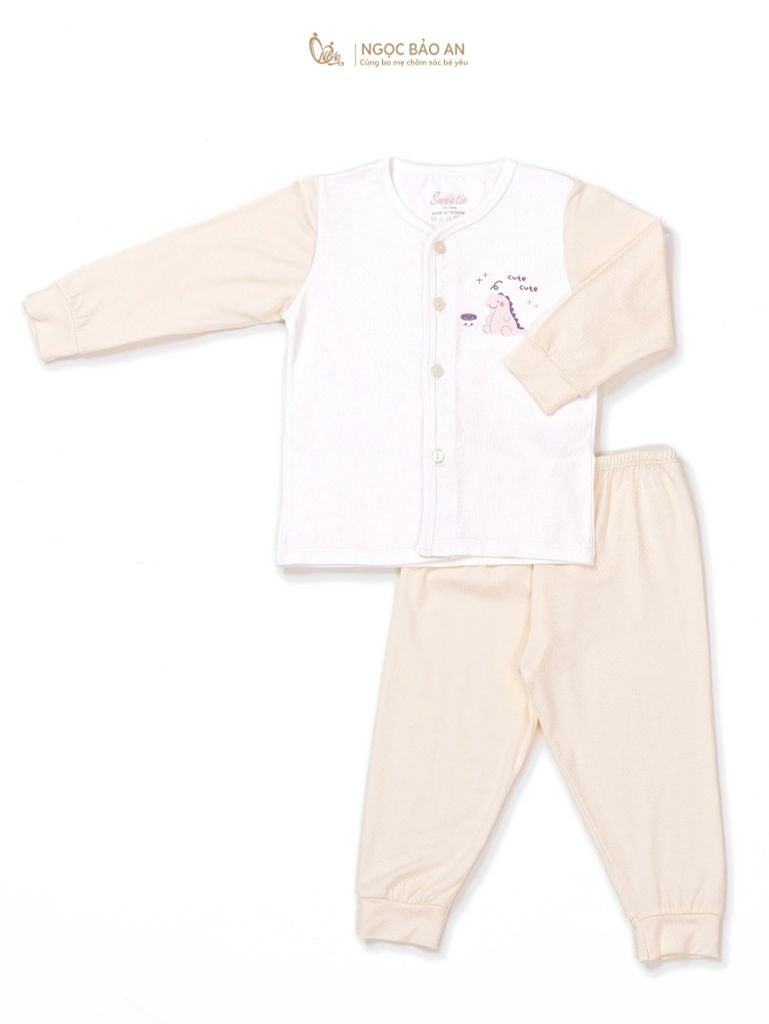 [M&B] Bộ quần áo cài giữa tay dài chất vải rayon thoáng mát