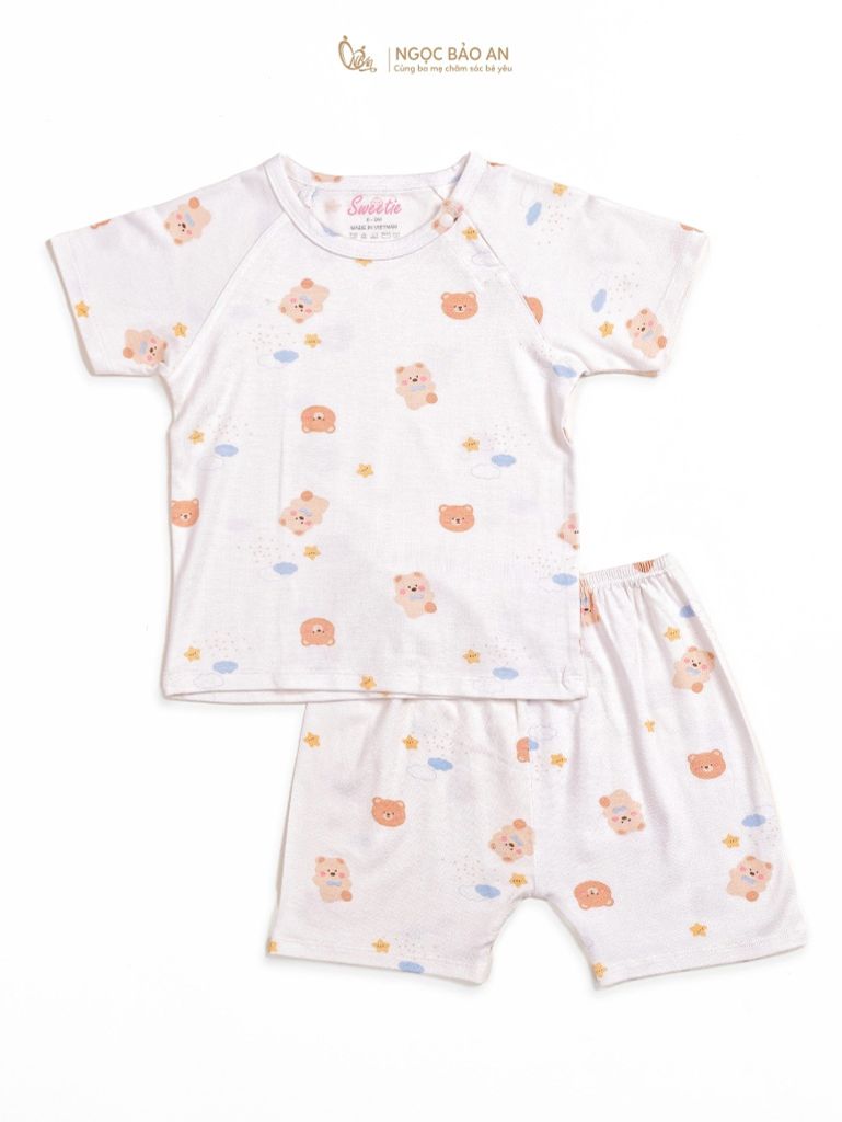 [M&B] Bộ quần áo cài vai tay ngắn chất vải rayon thoáng mát