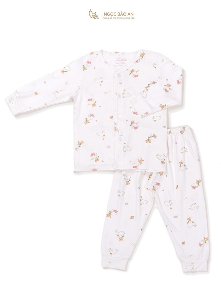 [M&B] Bộ quần áo cài giữa tay dài chất vải rayon thoáng mát