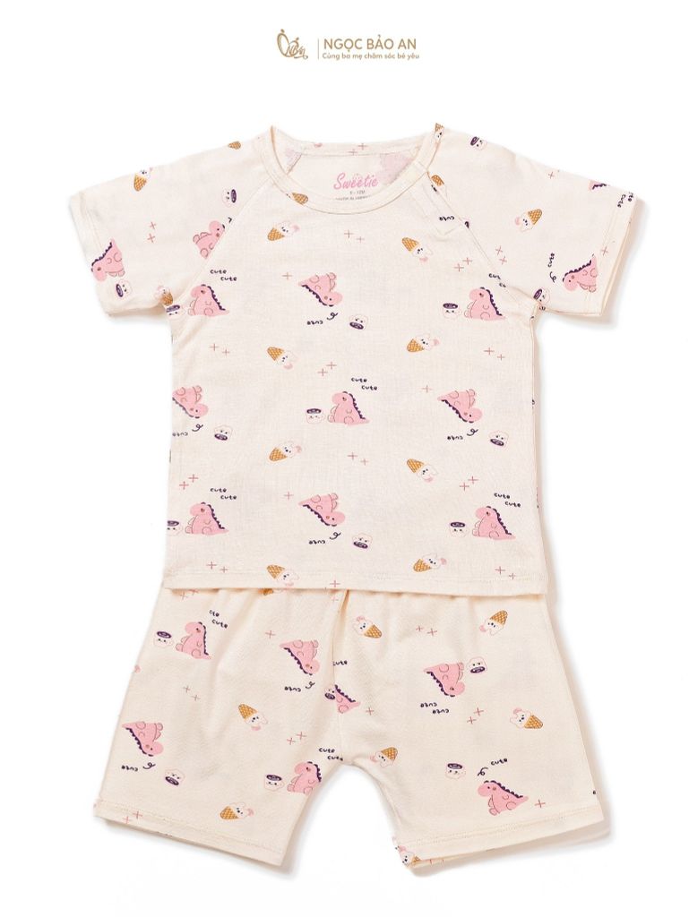 [M&B] Bộ quần áo cài vai tay ngắn chất vải rayon thoáng mát