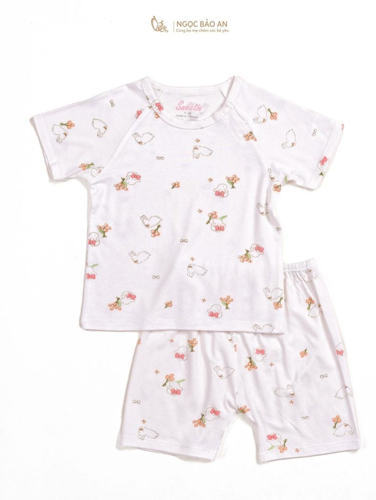 [M&B] Bộ quần áo cài vai tay ngắn chất vải rayon thoáng mát