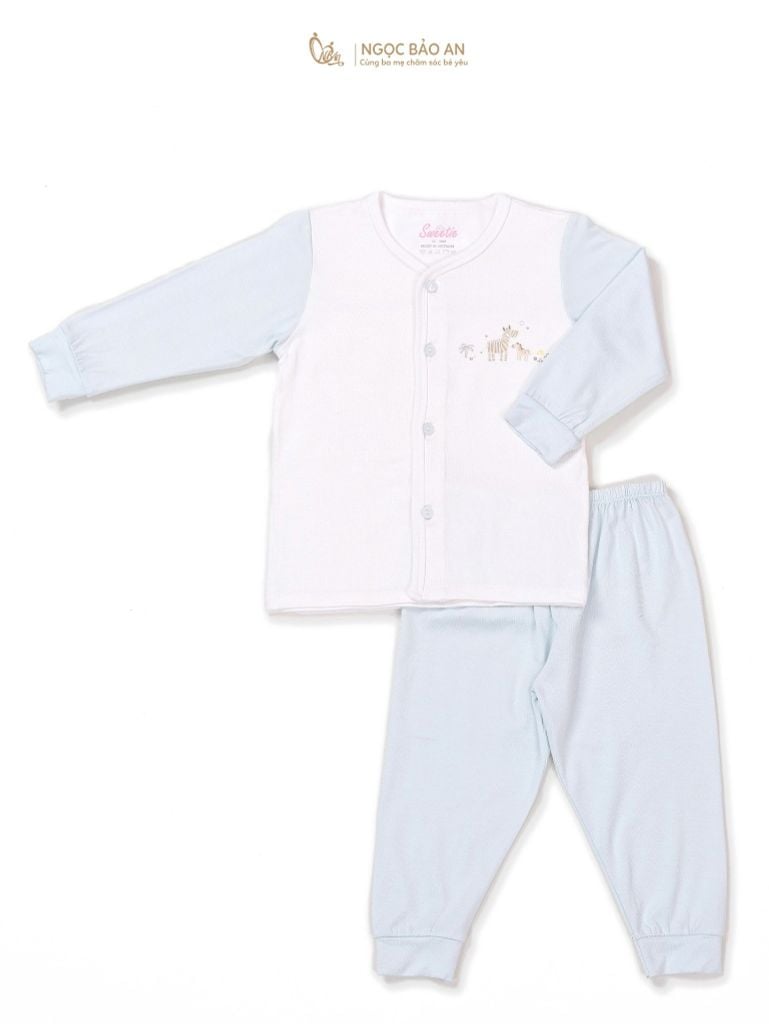 [M&B] Bộ quần áo cài giữa tay dài chất vải rayon thoáng mát
