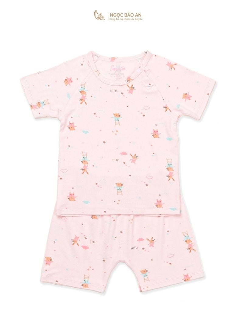 [M&B] Bộ quần áo cài vai tay ngắn chất vải rayon thoáng mát