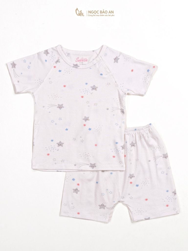 [M&B] Bộ quần áo cài vai tay ngắn chất vải rayon thoáng mát