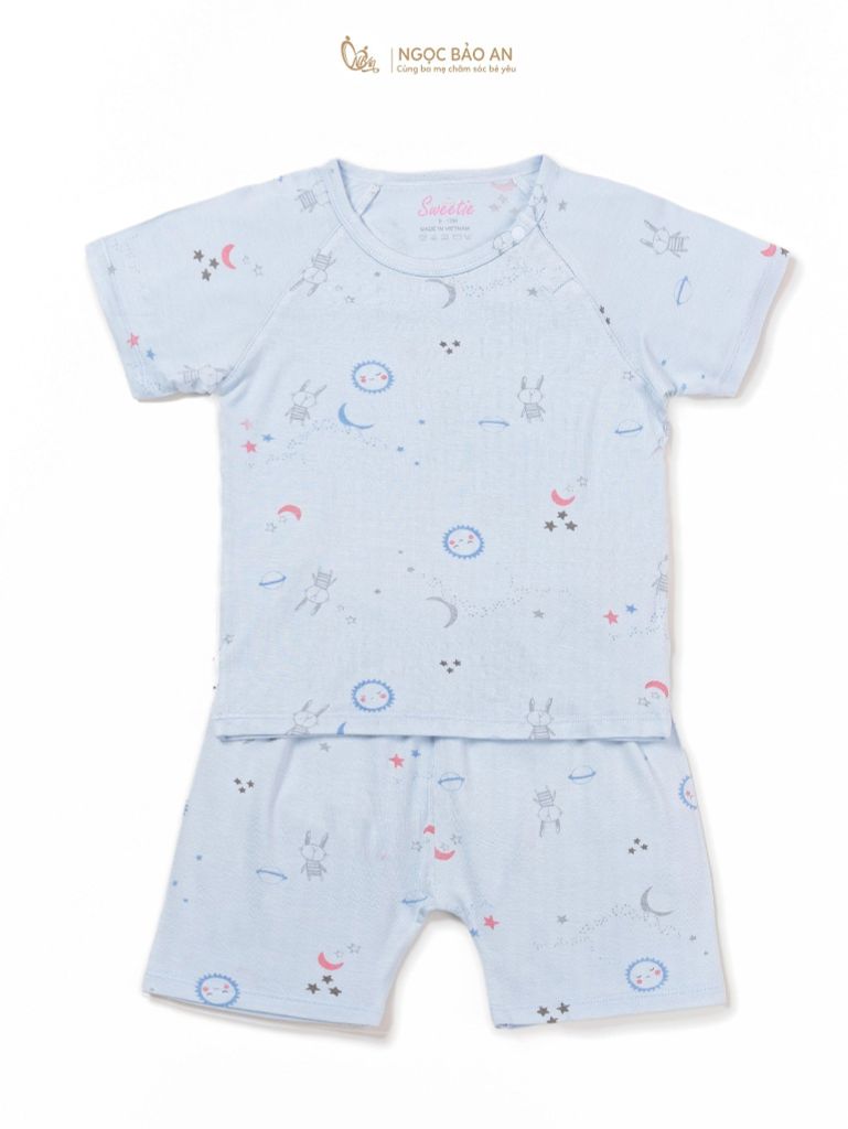 [M&B] Bộ quần áo cài vai tay ngắn chất vải rayon thoáng mát