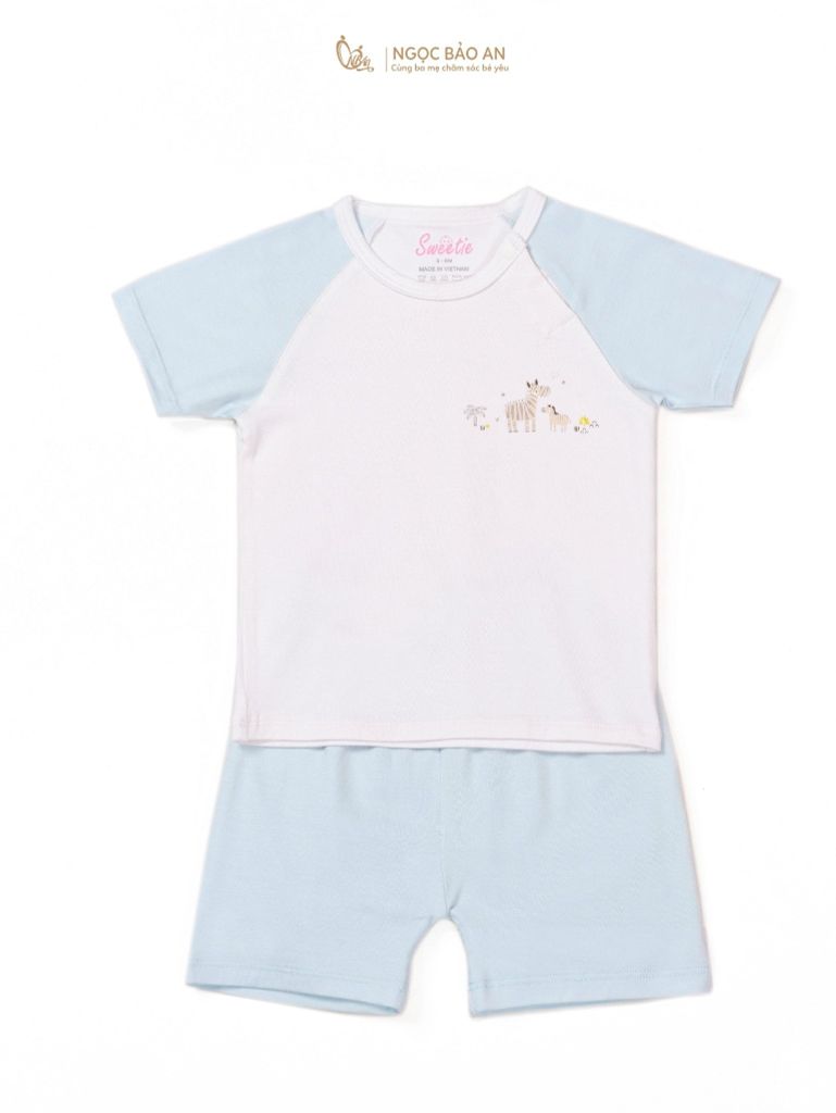 [M&B] Bộ quần áo cài vai tay ngắn chất vải rayon thoáng mát