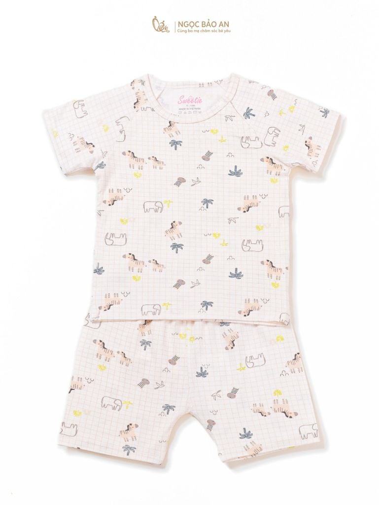 [M&B] Bộ quần áo cài vai tay ngắn chất vải rayon thoáng mát