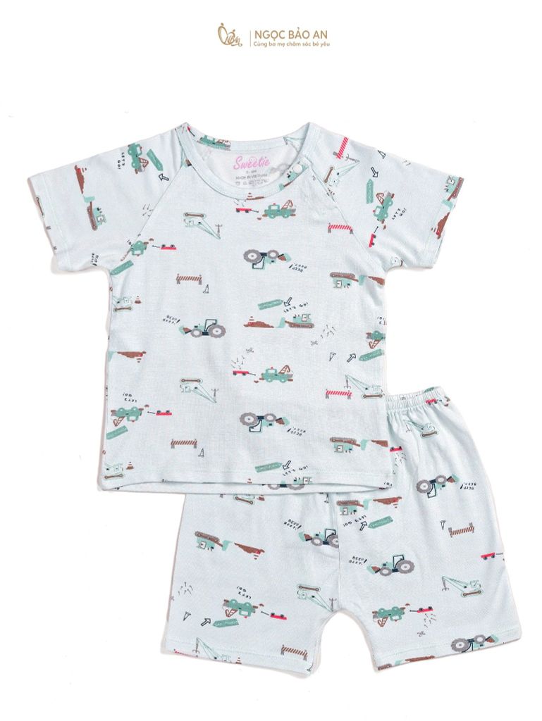 [M&B] Bộ quần áo cài vai tay ngắn chất vải rayon thoáng mát