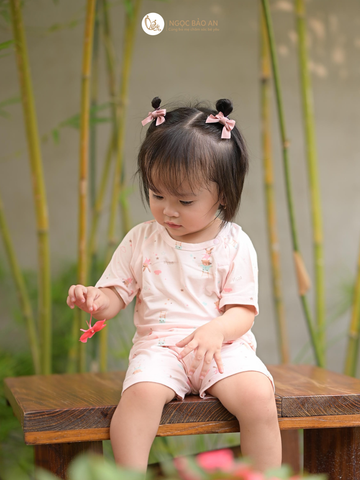 [M&B] Bộ quần áo cài vai tay ngắn chất vải rayon thoáng mát