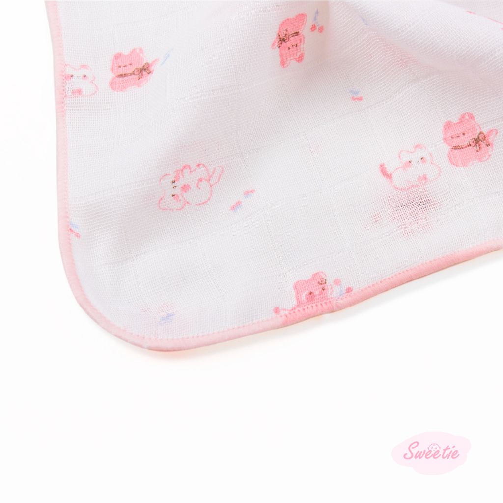 [M&B] Set 5 khăn gạc sữa 4 lớp in hình đáng yêu 25cmx28cm