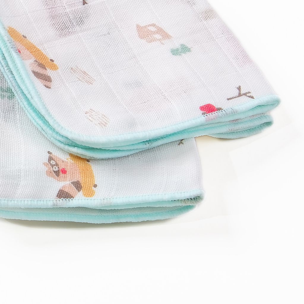 [M&B] Set 5 khăn gạc sữa 4 lớp in hình đáng yêu 25cmx28cm