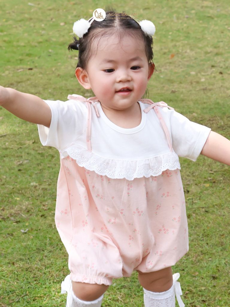 [M&B] Bộ bodysuit tay ngắn cotton cho bé gái