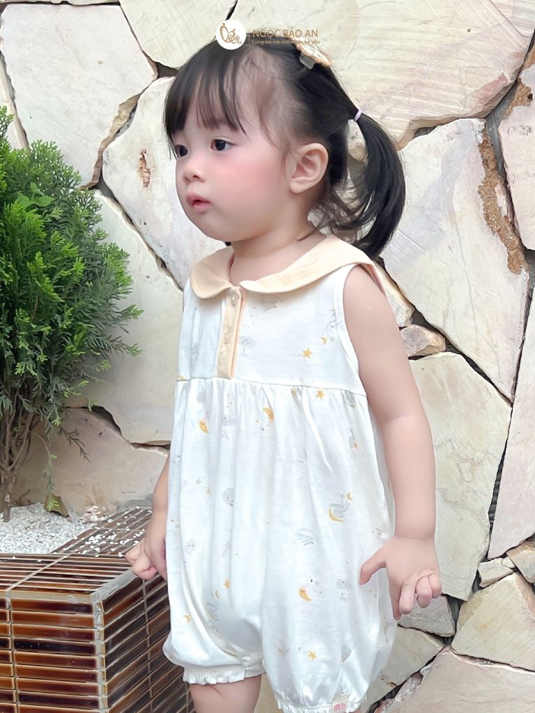 [M&B] Bộ bodysuit tay sát nách cotton cho bé gái