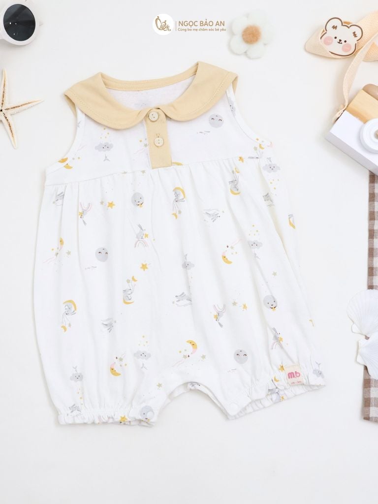 [M&B] Bộ bodysuit tay sát nách cotton cho bé gái