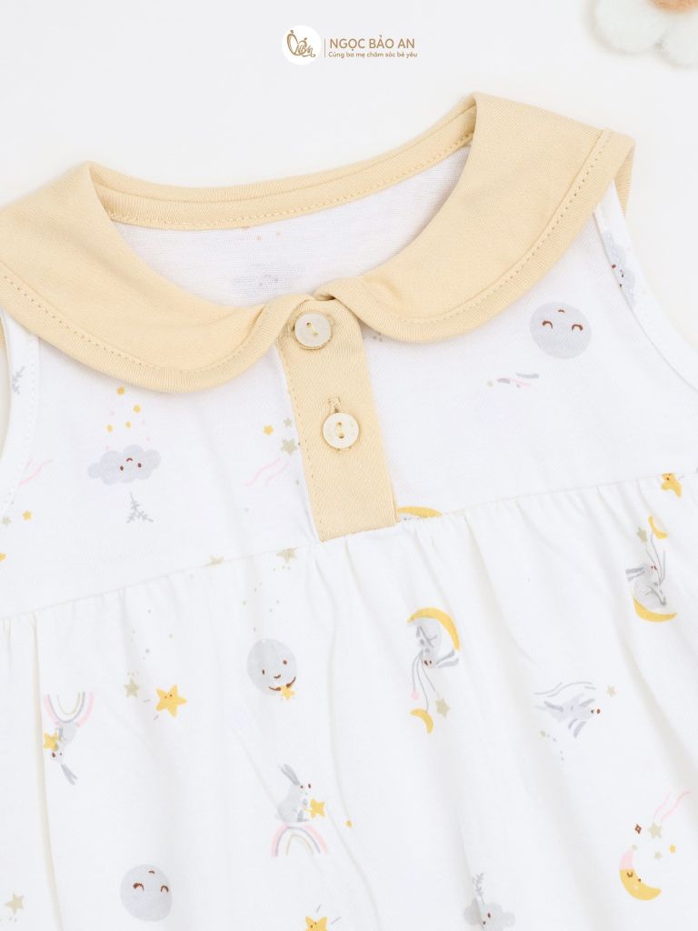 [M&B] Bộ bodysuit tay sát nách cotton cho bé gái
