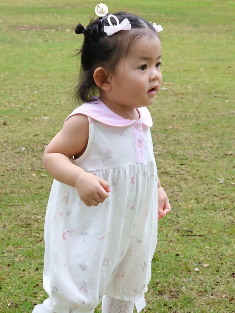 [M&B] Bộ bodysuit tay sát nách cotton cho bé gái
