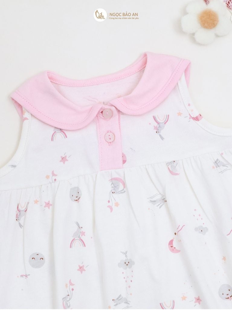 [M&B] Bộ bodysuit tay sát nách cotton cho bé gái