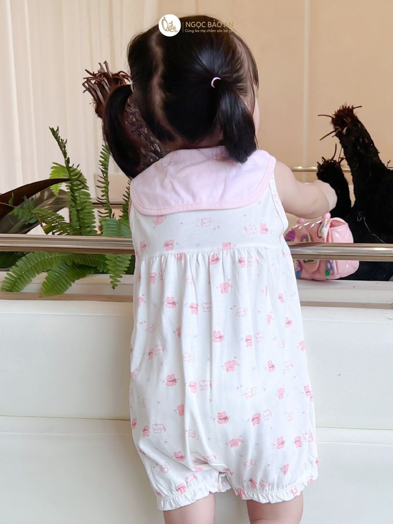 [M&B] Bộ bodysuit tay sát nách cotton cho bé gái