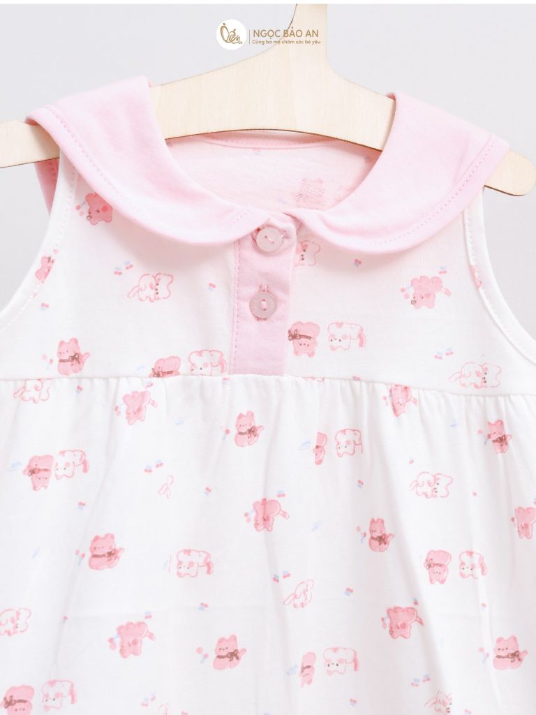 [M&B] Bộ bodysuit tay sát nách cotton cho bé gái