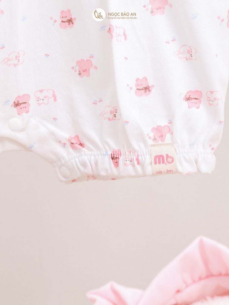 [M&B] Bộ bodysuit tay sát nách cotton cho bé gái