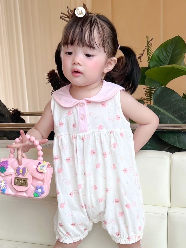 [M&B] Bộ bodysuit tay sát nách cotton cho bé gái