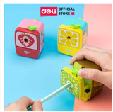  Gọt chì quay tay Deli 0671 hình hoa quả vuông dễ thương có khay đựng rác riêng 