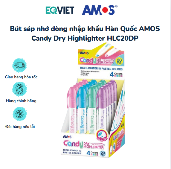 Bút sáp nhớ dòng nhập khẩu Hàn Quốc AMOS Candy Dry Highlighter HLC20DP  4.5